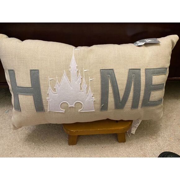 Disney Parks Homestead Cinderella Castle "Home" Throw Pillow NEW - Picture 1 of 5